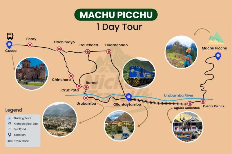 machu picchu tour 1 day map